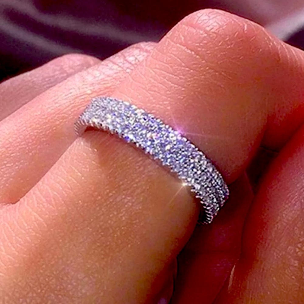 New Eternity Round Band cut Diamond 18K white gold over sterling silver
